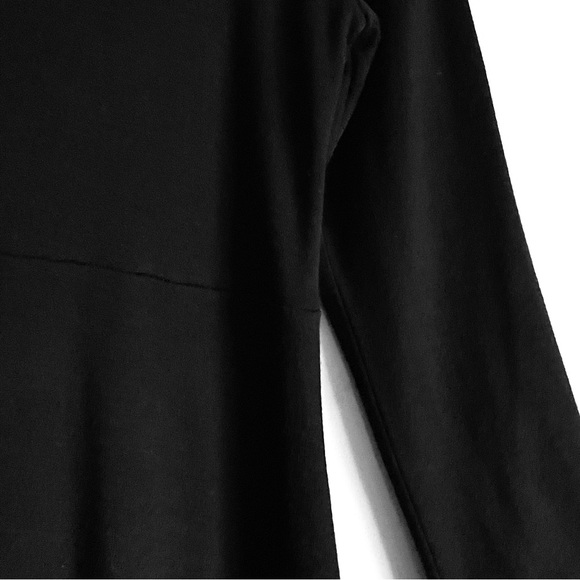 Eileen Fisher Vintage Wool Jersey A-line V-Neck Midi Dress in Black Size M EUC - Picture 9 of 11